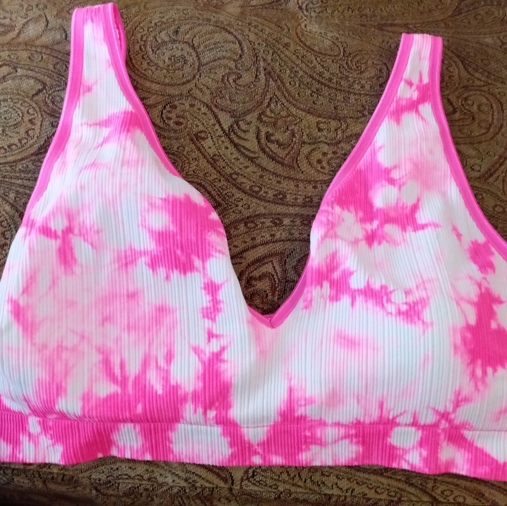 EUC 3X hot pink tie dye bralette